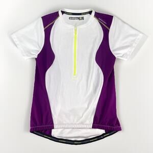 Nishiki Cycling Jersey Shirt Women's Medium Purple White Biking Riding 1/2 Zip
